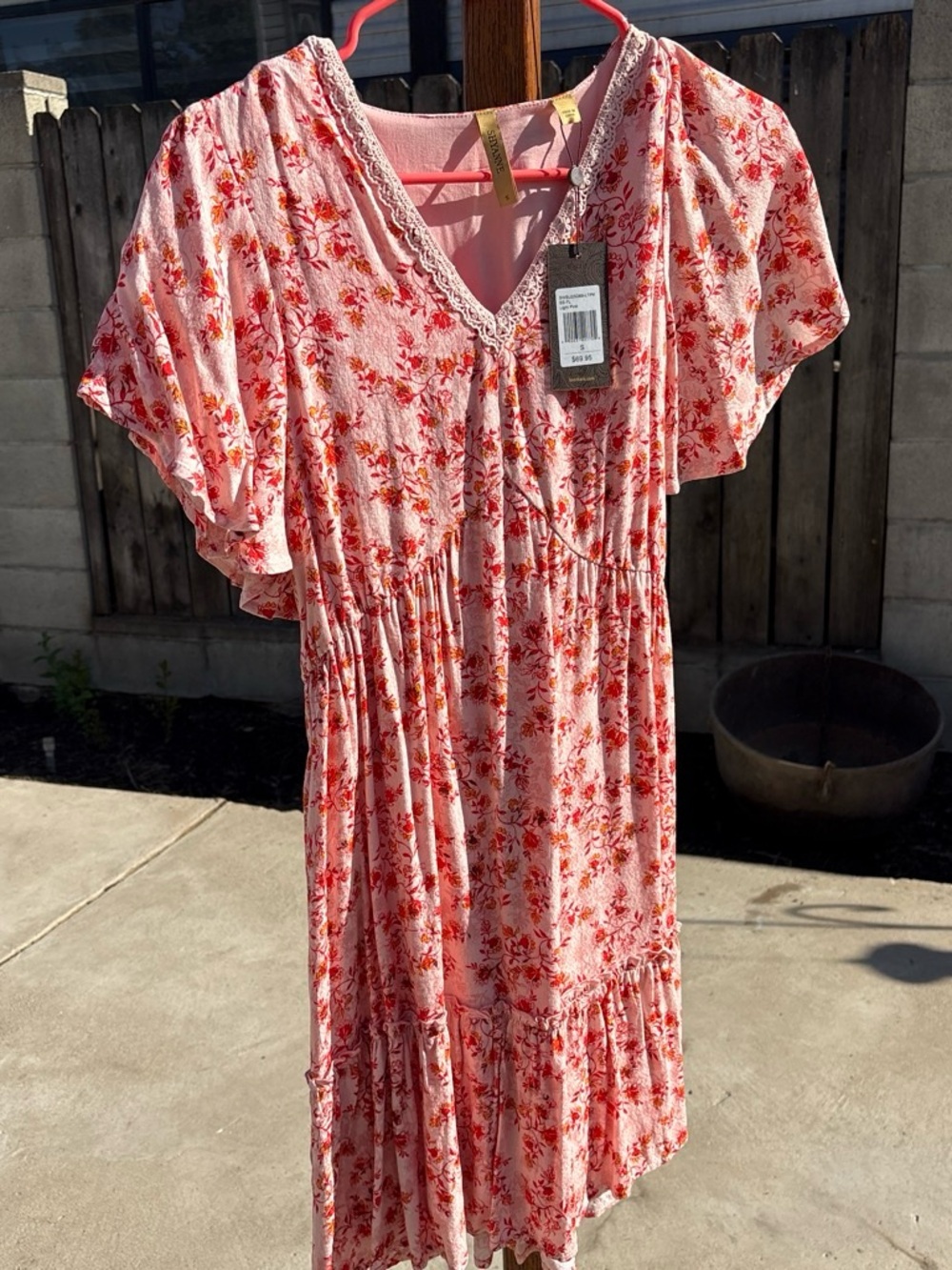 Shyanne Pink Floral V-Neck Midi Dress